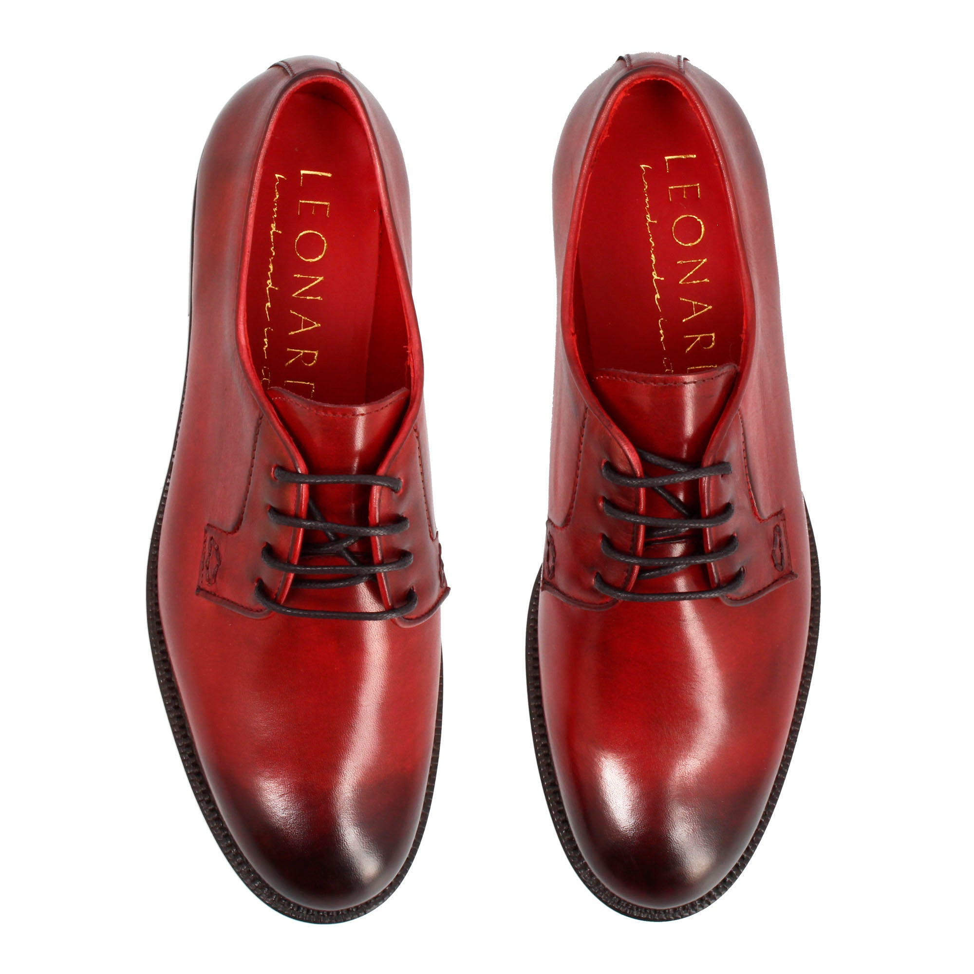 Leonardo Shoes Derby Donna Bordeaux Pelle Liscia