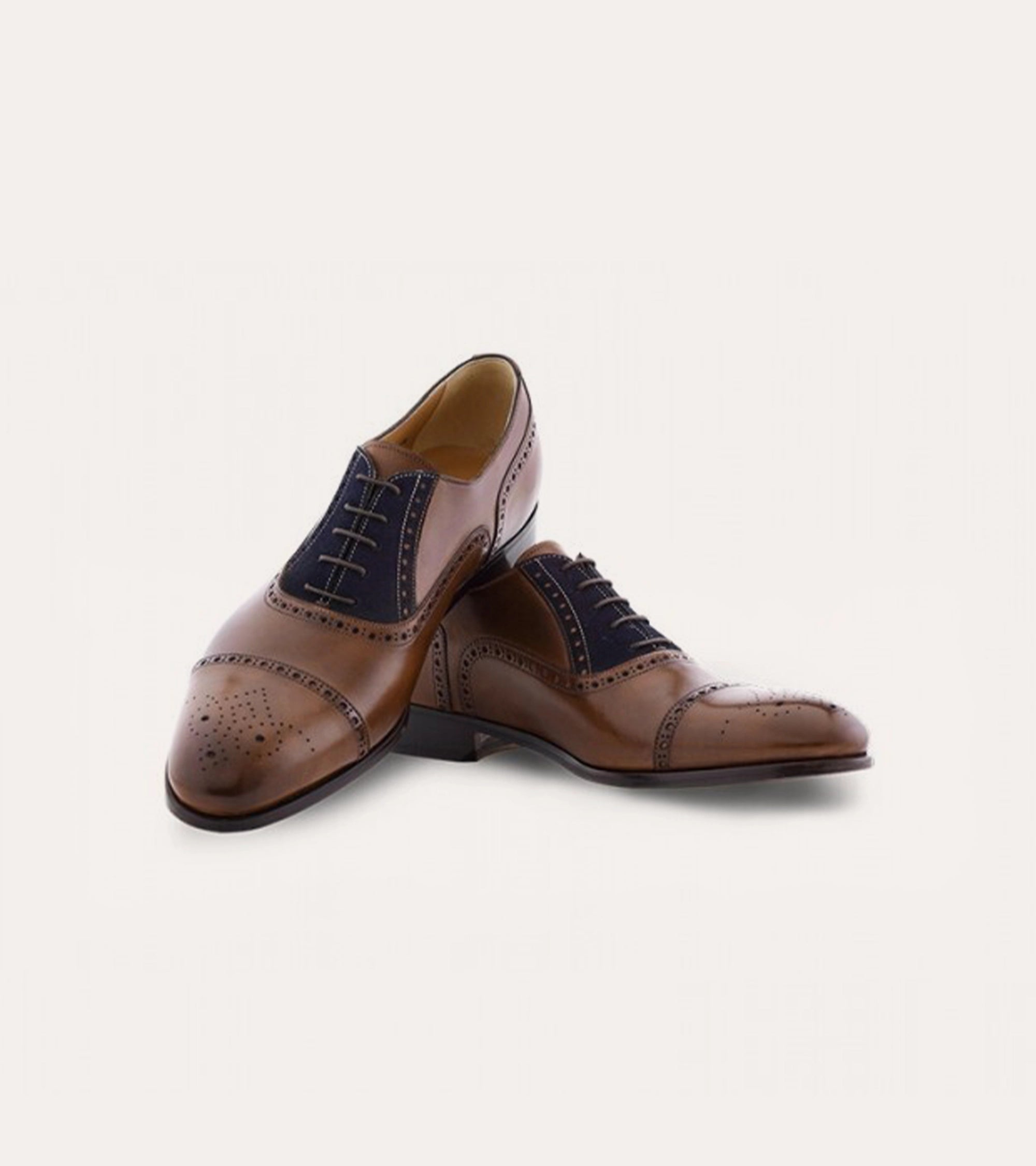 Ace Marks Kendrick Half Brogue Oxford Uomo Marrone Blu