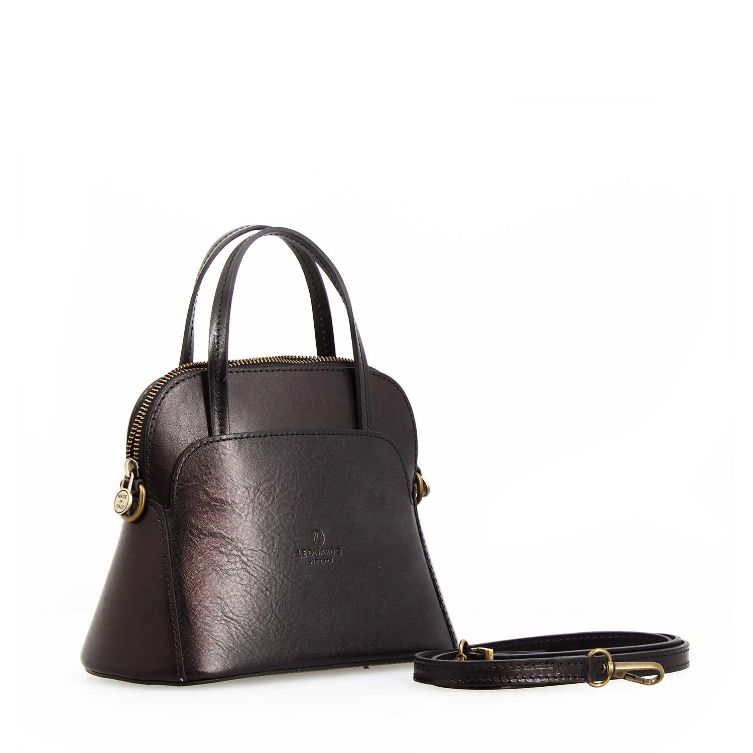 Leonardo Shoes Borse Donna Livia Tracolla Pelle Nera Cupola