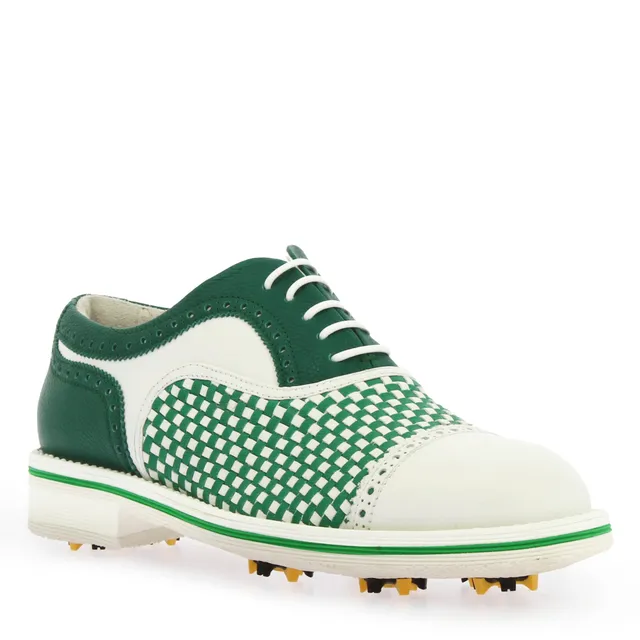 Leonardo Shoes Golf Verde Scarpe Golf Pelle Intrecciata