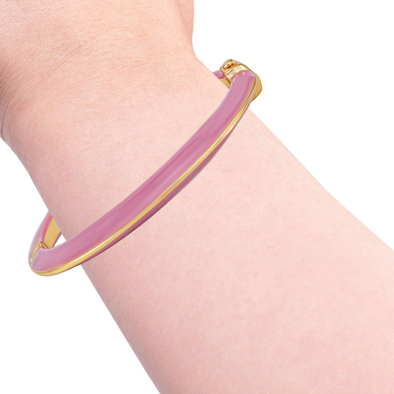Vince Camuto Bracciale Polsino Donna Oro Smalto Rosa Cerniera