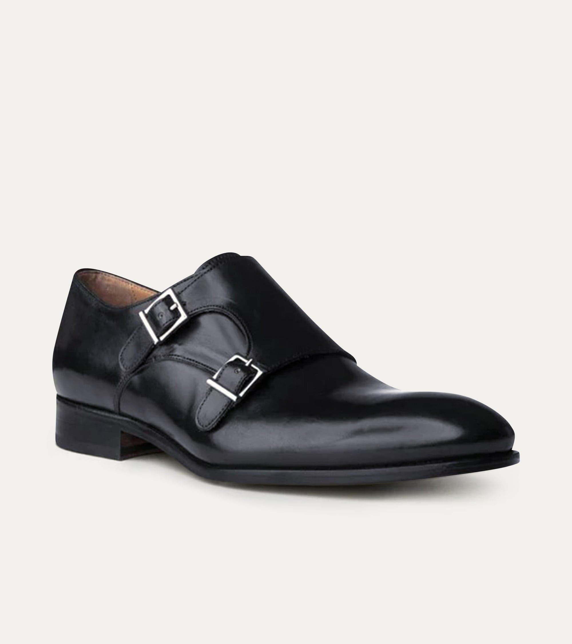 Ace Marks Kurt Black Antique Scarpe Monk Strap Nere Pelle