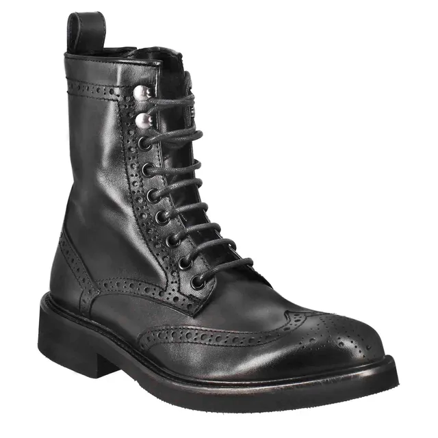 Leonardo Shoes Stivali Donna Anfibio Pelle Nero con Cerniera