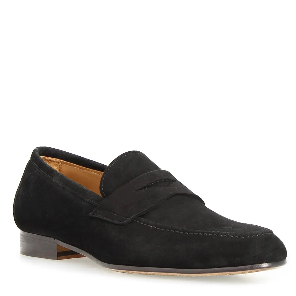 Leonardo Shoes Manfredo Mocassino Uomo Camoscio Nero