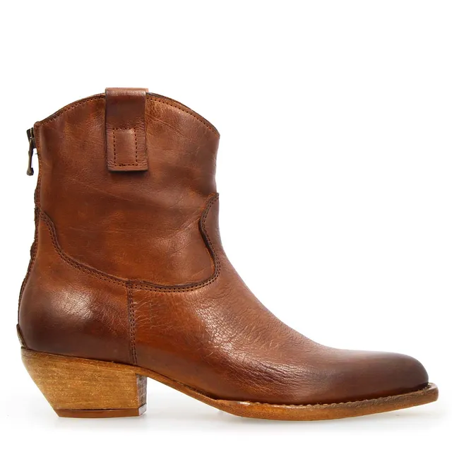 Leonardo Shoes Velvet Texano Donna Pelle Marrone Sfumato