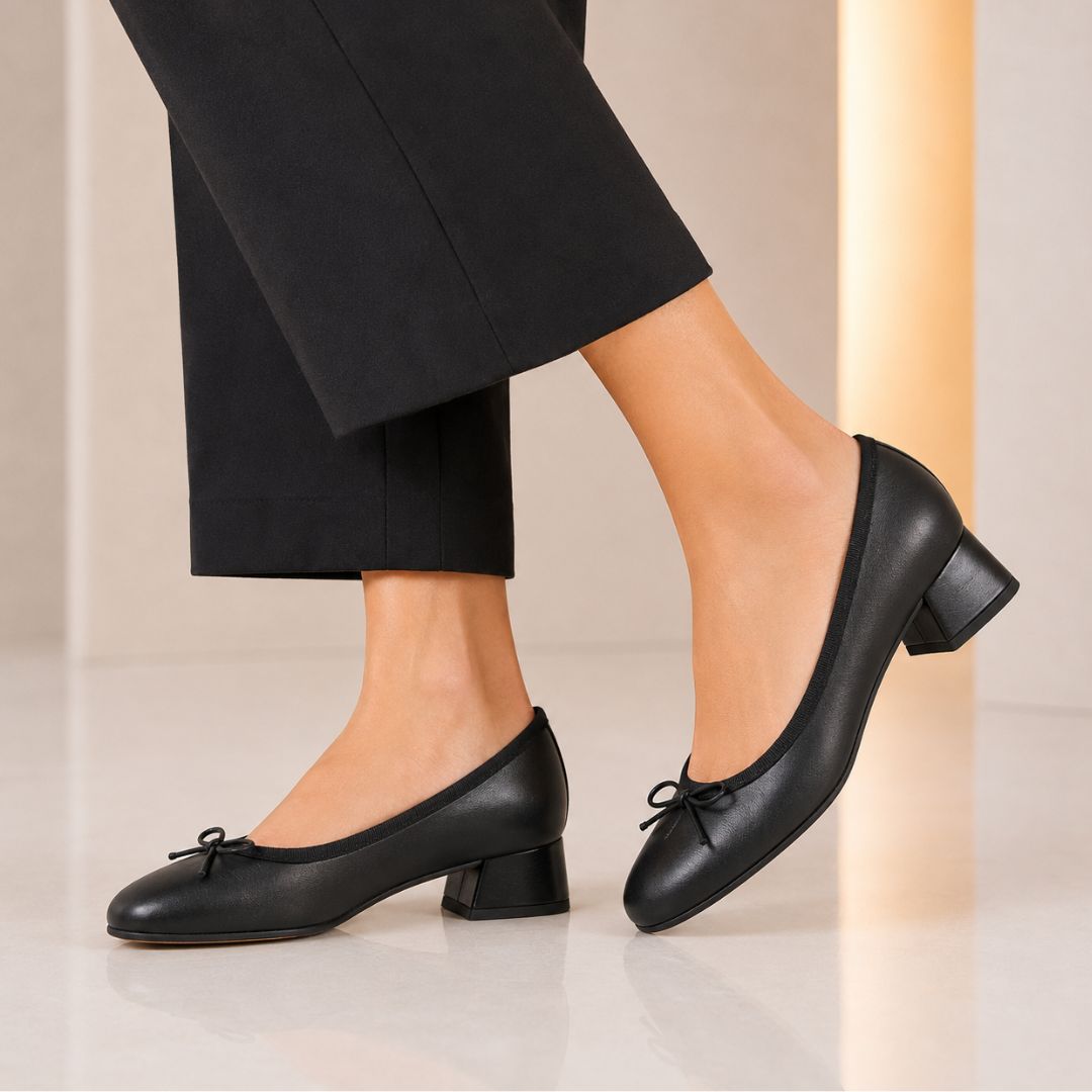 Leonardo Flaminia F Ballerina Pelle Nero 4 cm