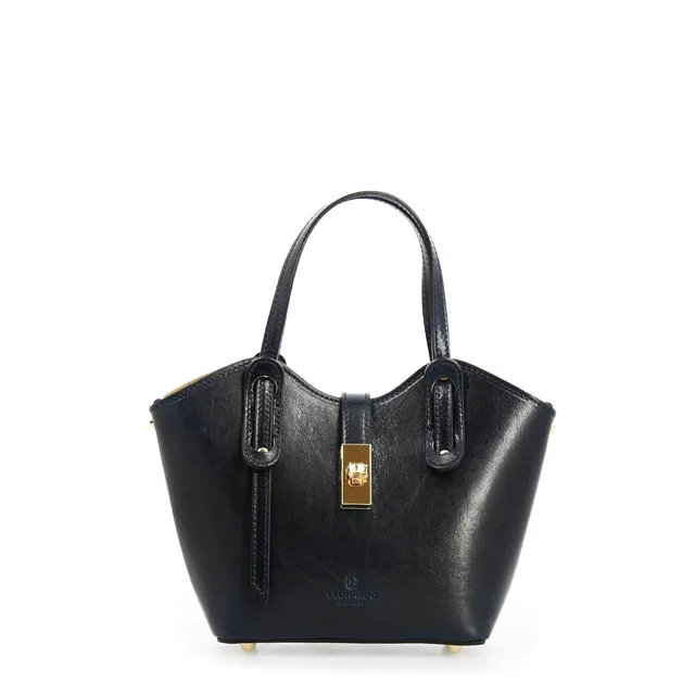 Leonardo Shoes Lisa borsa mano pelle nera tracolla 26,5 cm