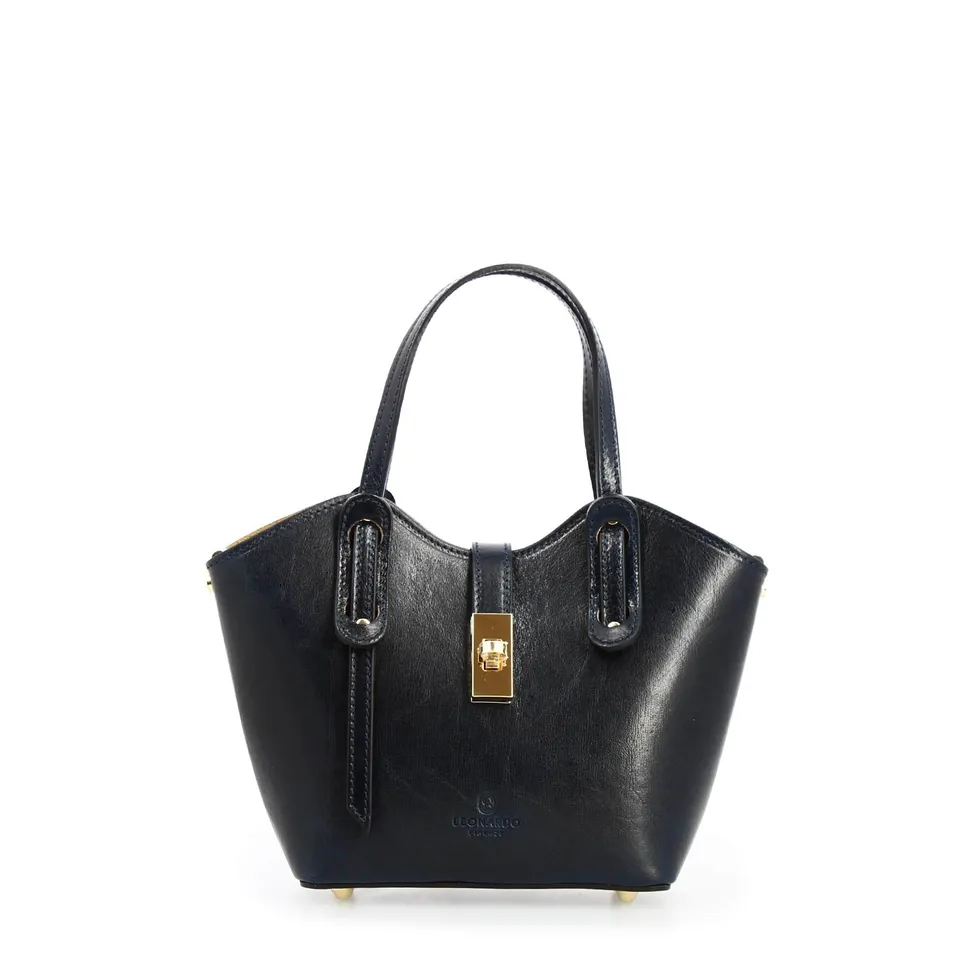 Leonardo Shoes Lisa borsa mano pelle nera tracolla 26,5 cm