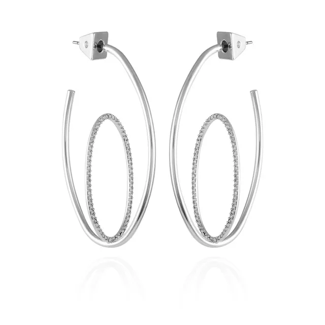 Vince Camuto orecchini cerchio donna argento doppio pavé