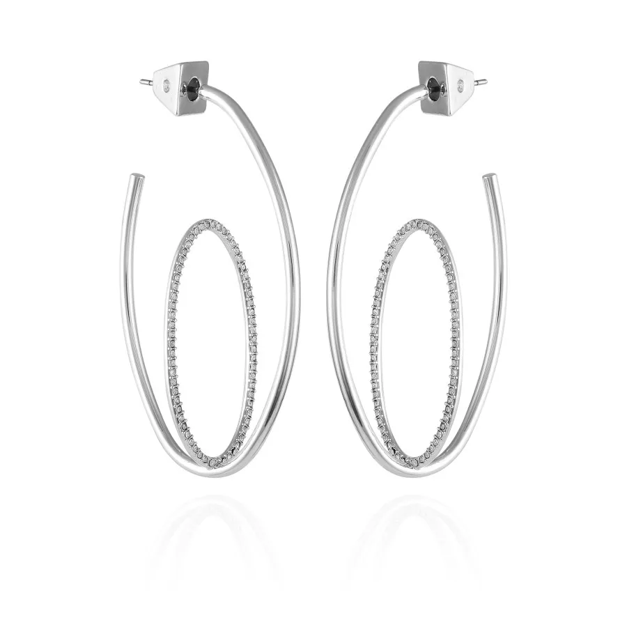 Vince Camuto orecchini cerchio donna argento doppio pavé