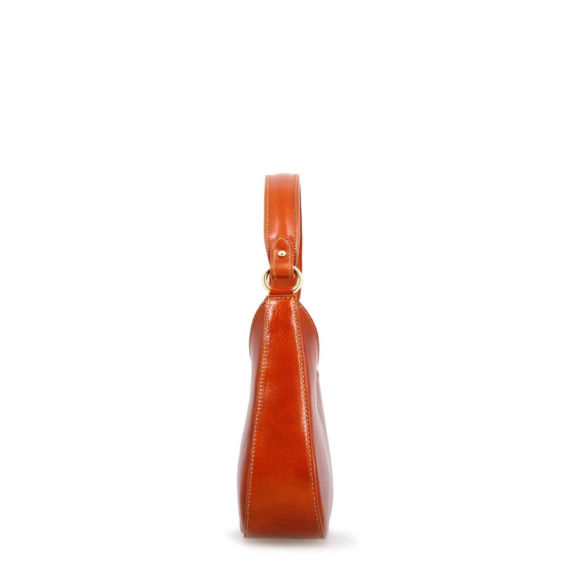 Leonardo Isotta S mini borsa mezzaluna pelle marrone chiaro