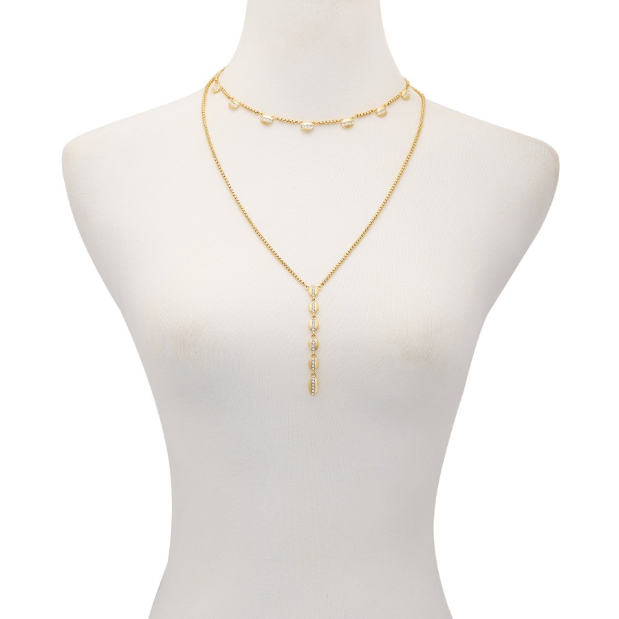 Vince Camuto Collana Strati Oro Cristallo Multistrato