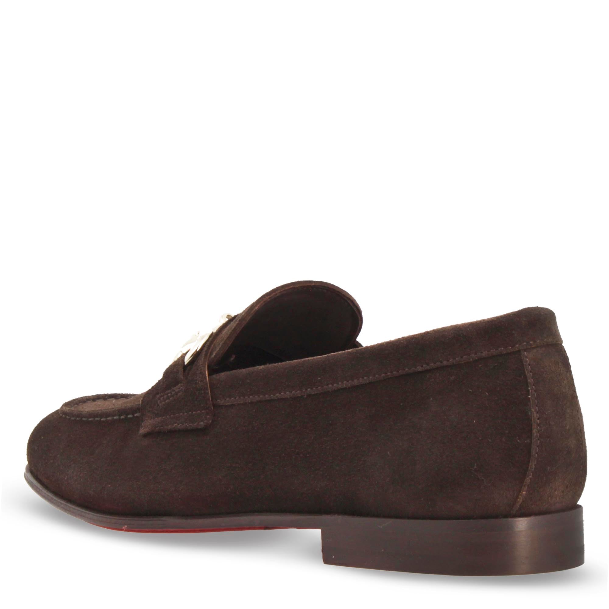 Leonardo Shoes Palatino C Mocassino Camoscio Marrone