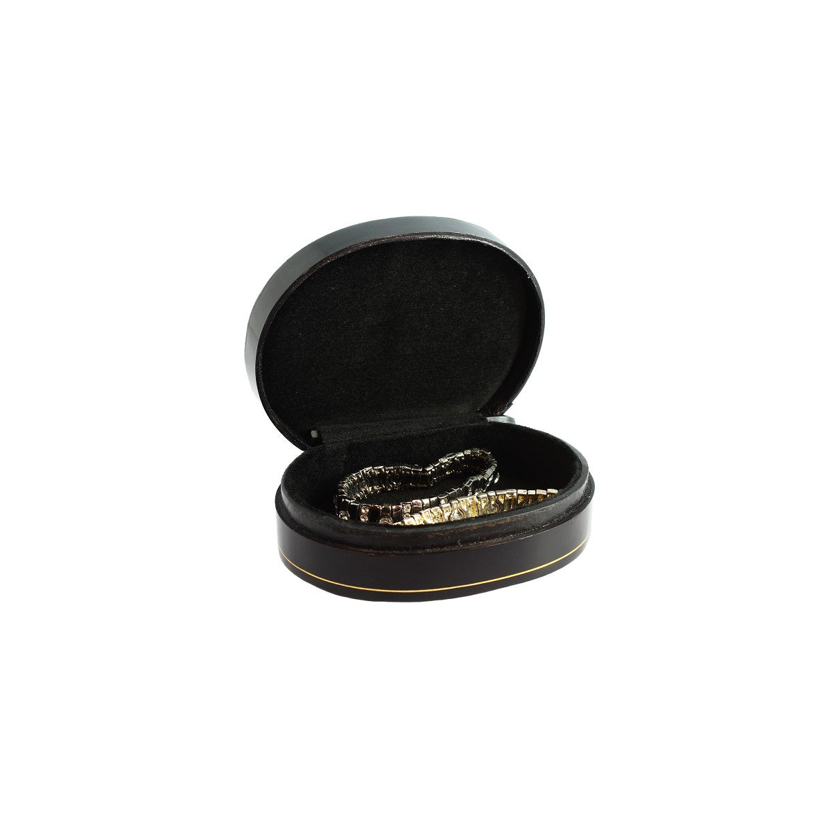 Leonardo portagioie ovale cuoio nero marrone bordeaux 12x9 cm