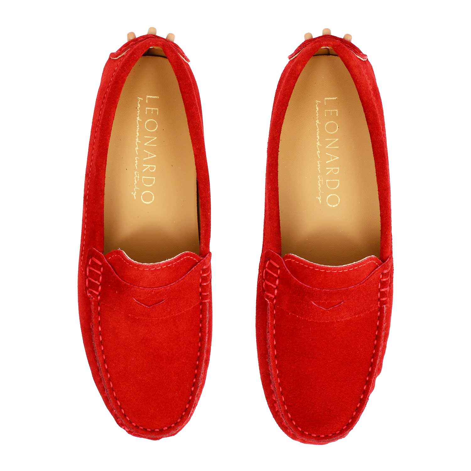 Leonardo Shoes Garda Mocassini Donna Rossi Camoscio