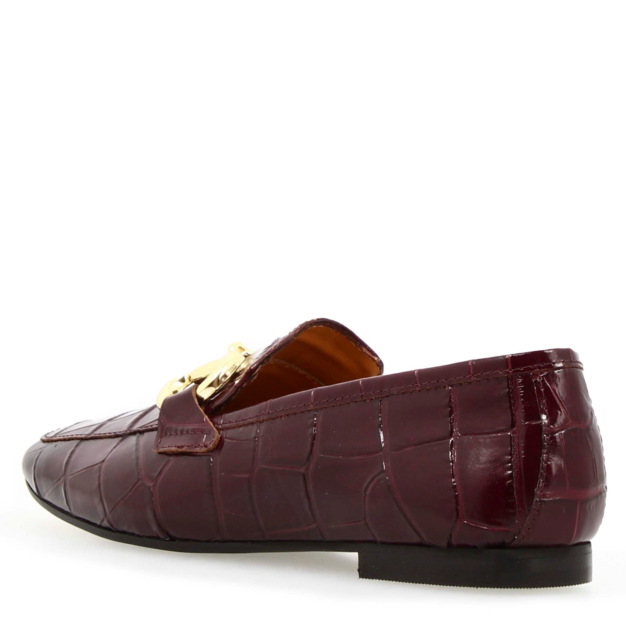 Leonardo Shoes Artemide Mocassino cocco bordeaux morsetto