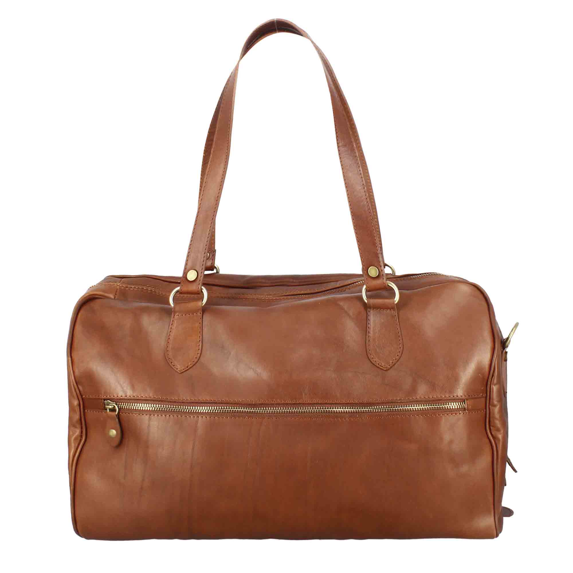 Leonardo Shoes borsone viaggio uomo pelle marrone 45 cm
