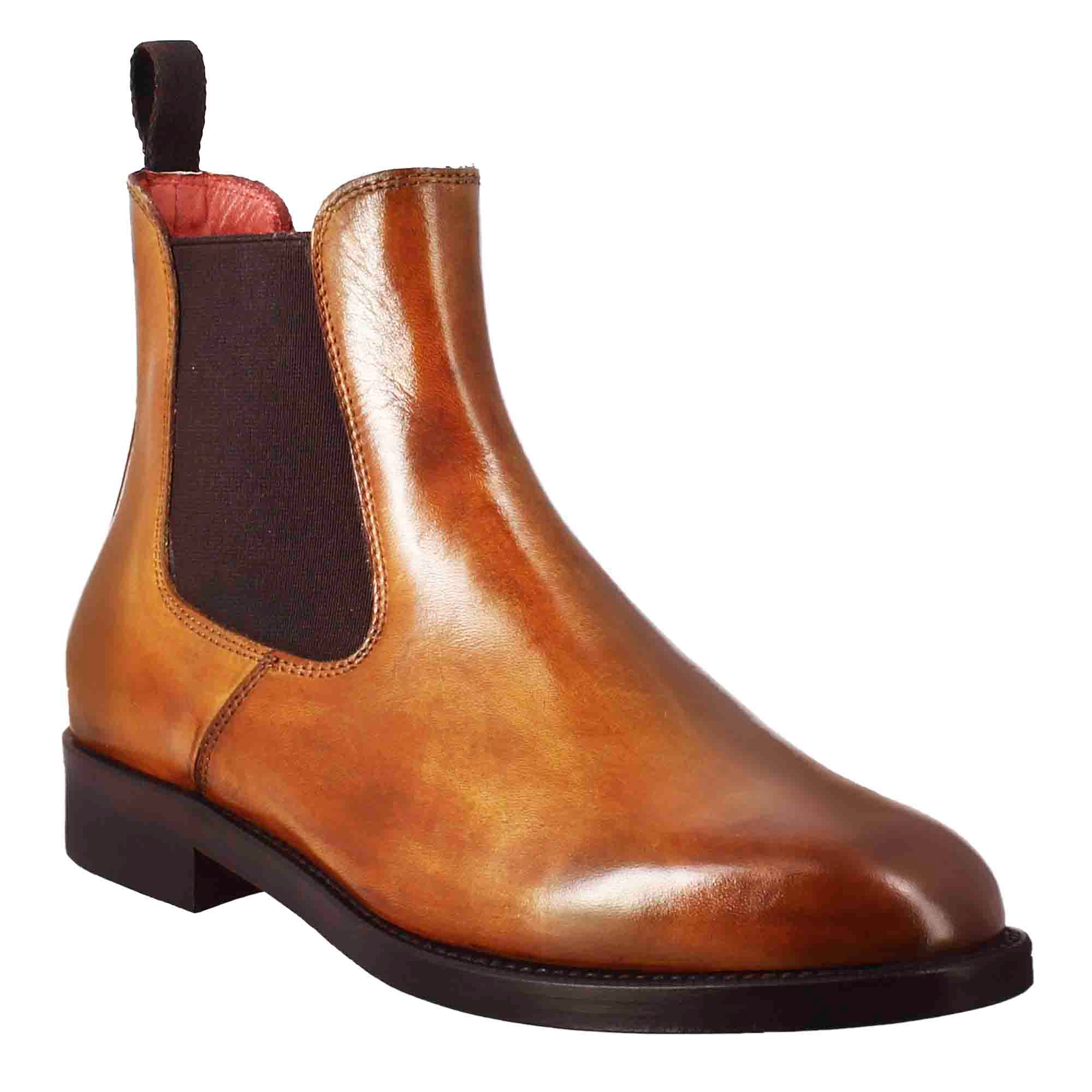 Leonardo Shoes Stivali Donna Chelsea pelle marrone chiaro