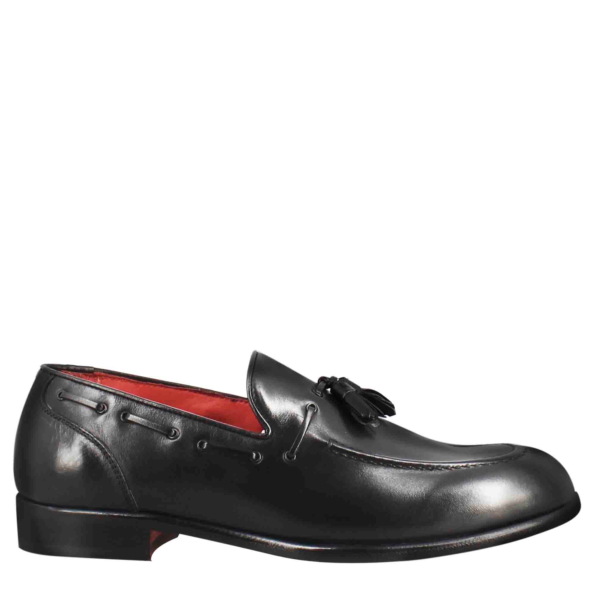 Leonardo Shoes mocassino nappine pelle nero