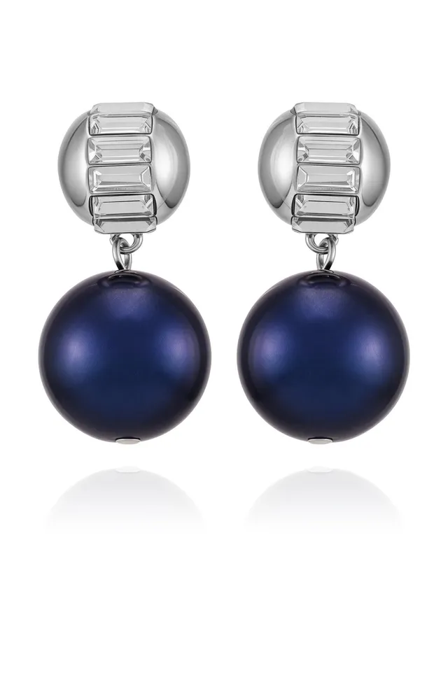 Vince Camuto orecchini donna silver perla blu cristalli