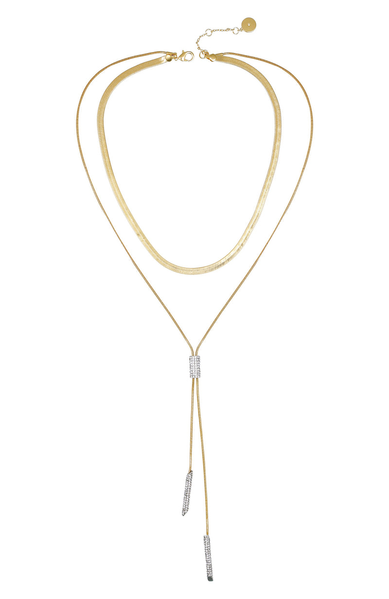 Vince Camuto Strati collana oro con cristalli a strati