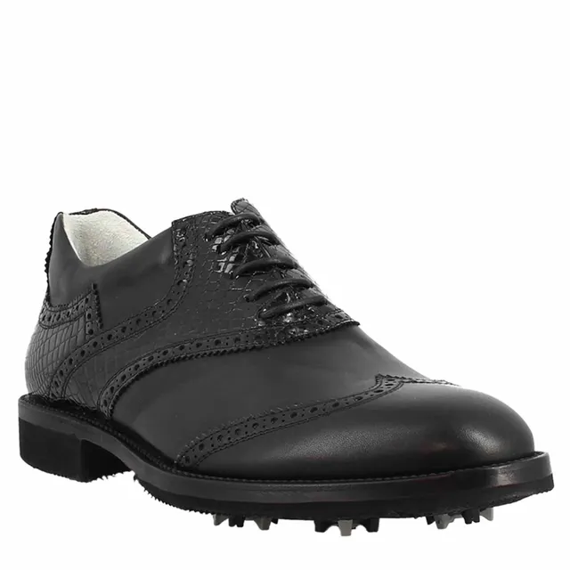Leonardo Shoes Golf Calzature scarpe da golf pelle nero