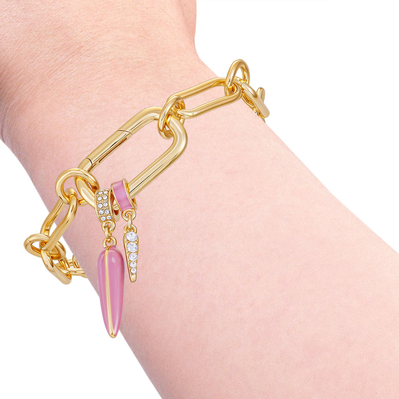 Vince Camuto Bracciale Catena Oro Charm Rosa Pave