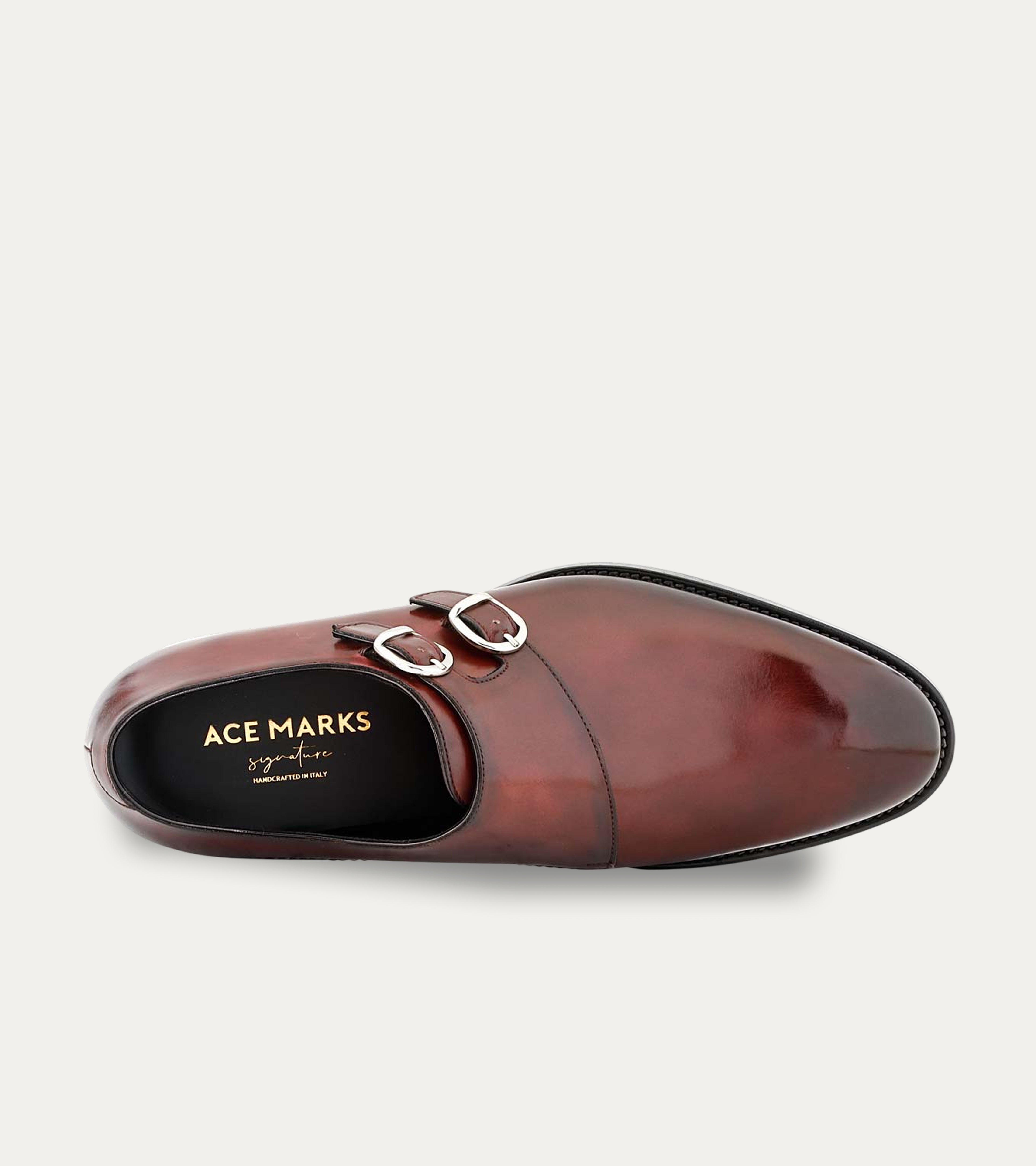 Ace Marks Alfie Double Monkstrap Diablo scarpe uomo pelle