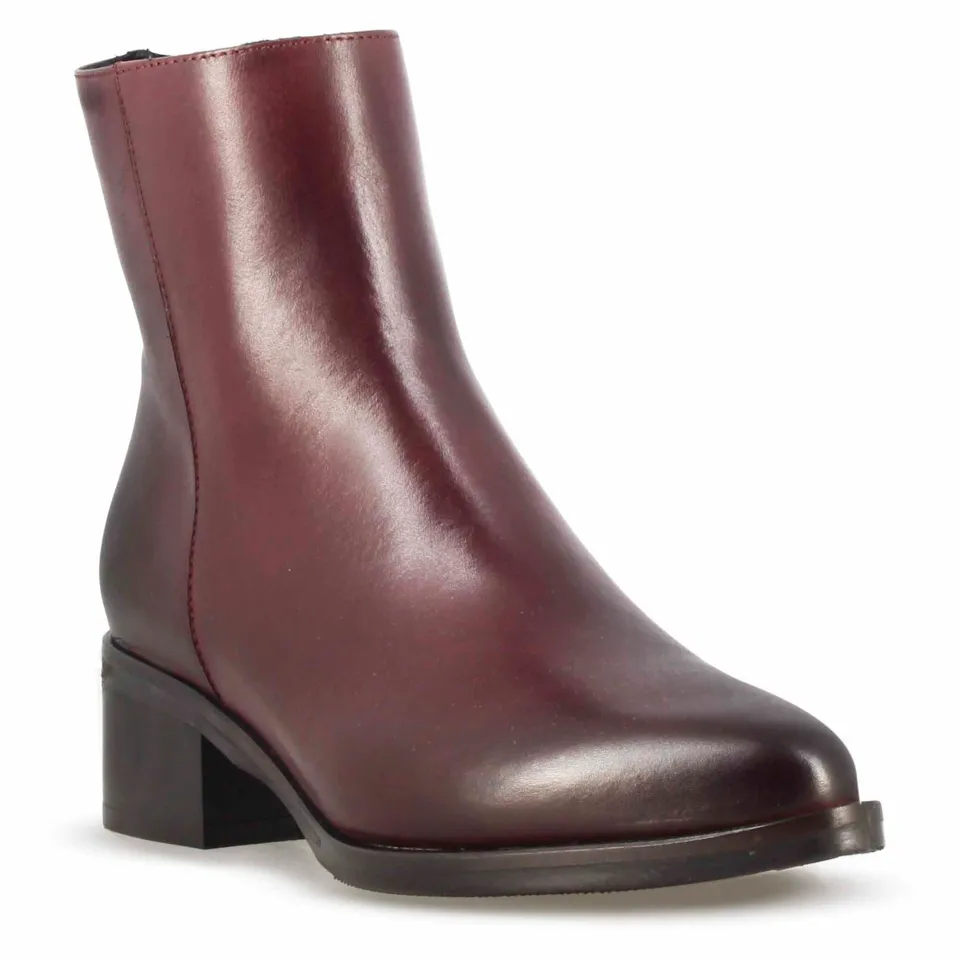 Leonardo Shoes stivaletti donna pelle bordeaux punta