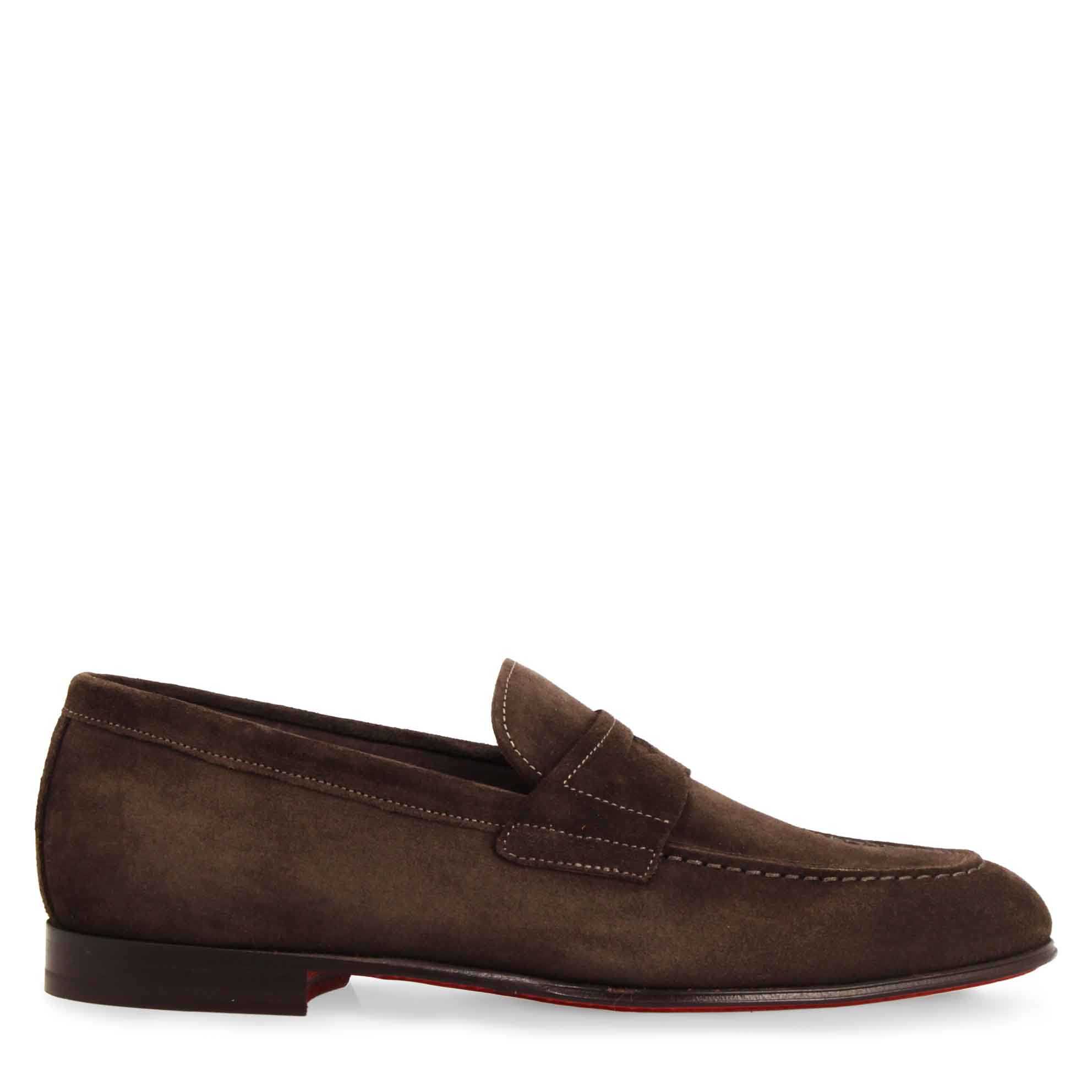 Leonardo Shoes Navona C mocassini uomo marrone scamosciato