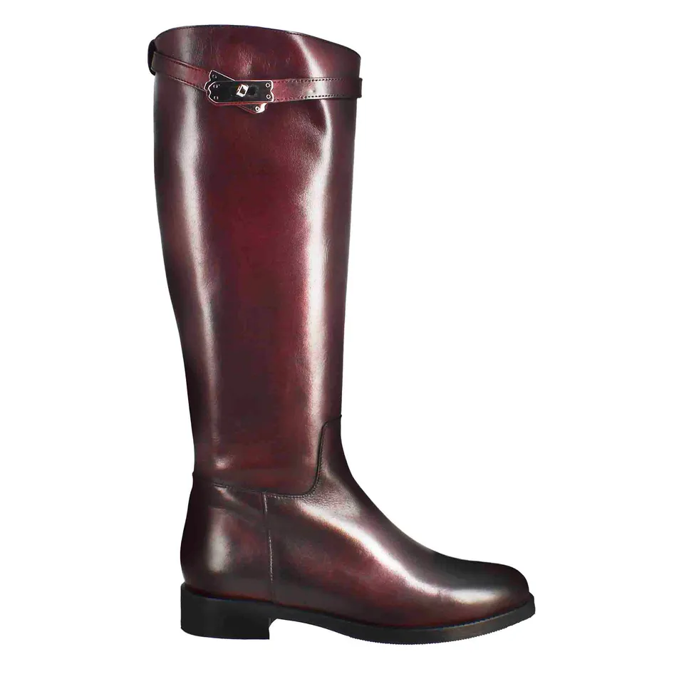Leonardo Shoes Stivali Donna stivali ginocchio bordeaux pelle