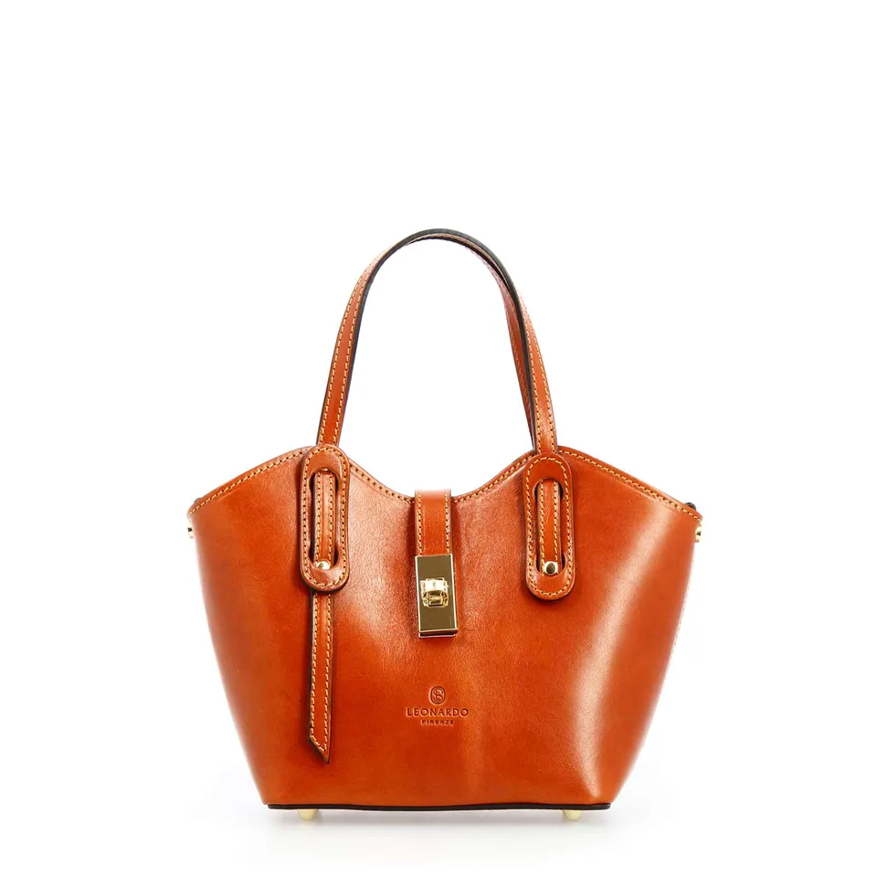 Leonardo Shoes Lisa Borsa a mano pelle arancione tracolla