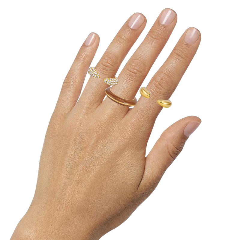 Vince Camuto Set 3 Anelli oro con cristalli e smalto