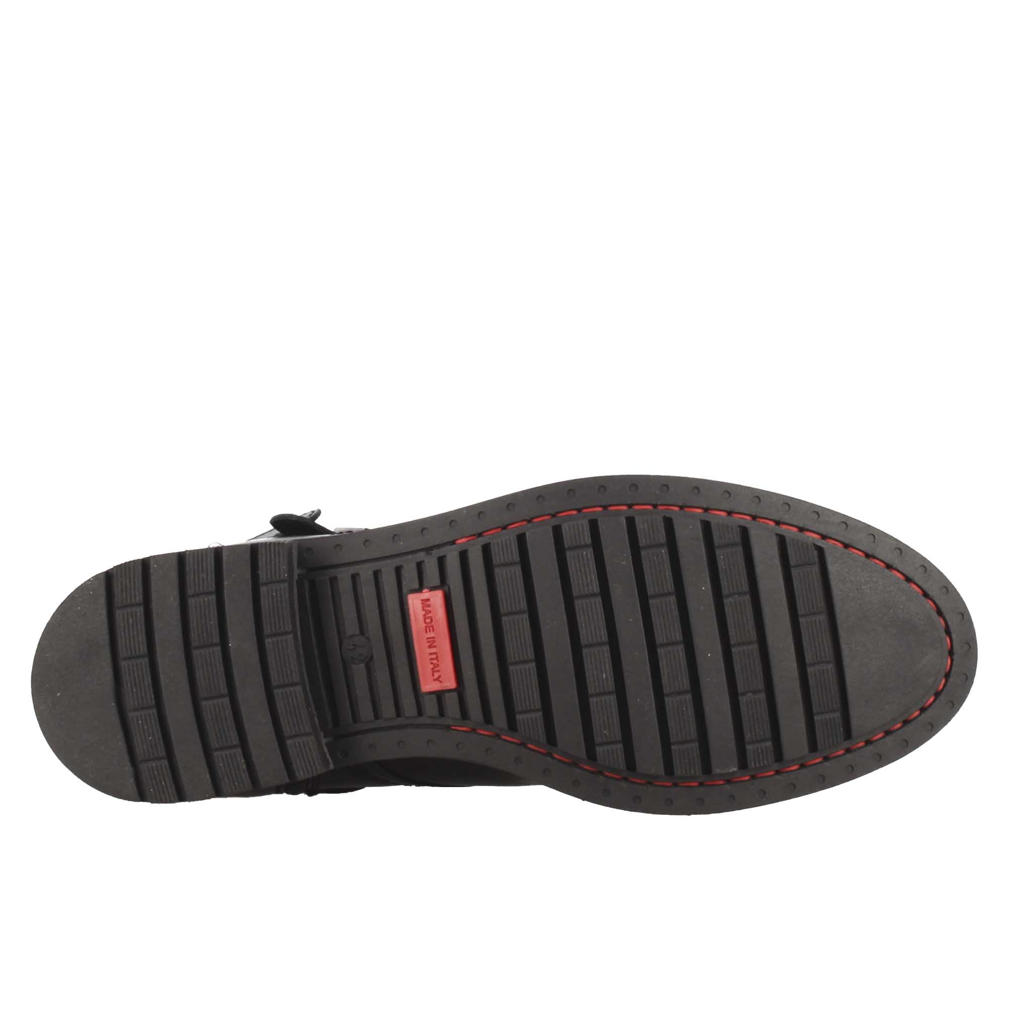 Leonardo Shoes Stivaletti Uomo Anfibio Nero Pelle Suola Gomma