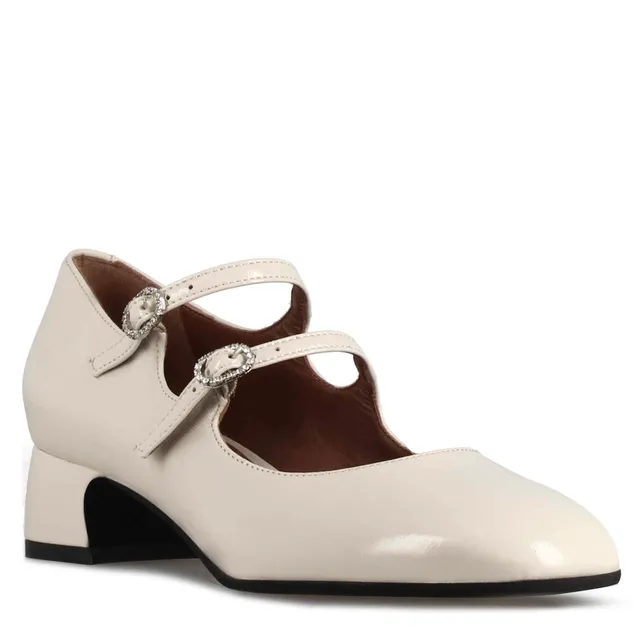Leonardo Shoes Mary Jane vernice bianca tacco 4 cm