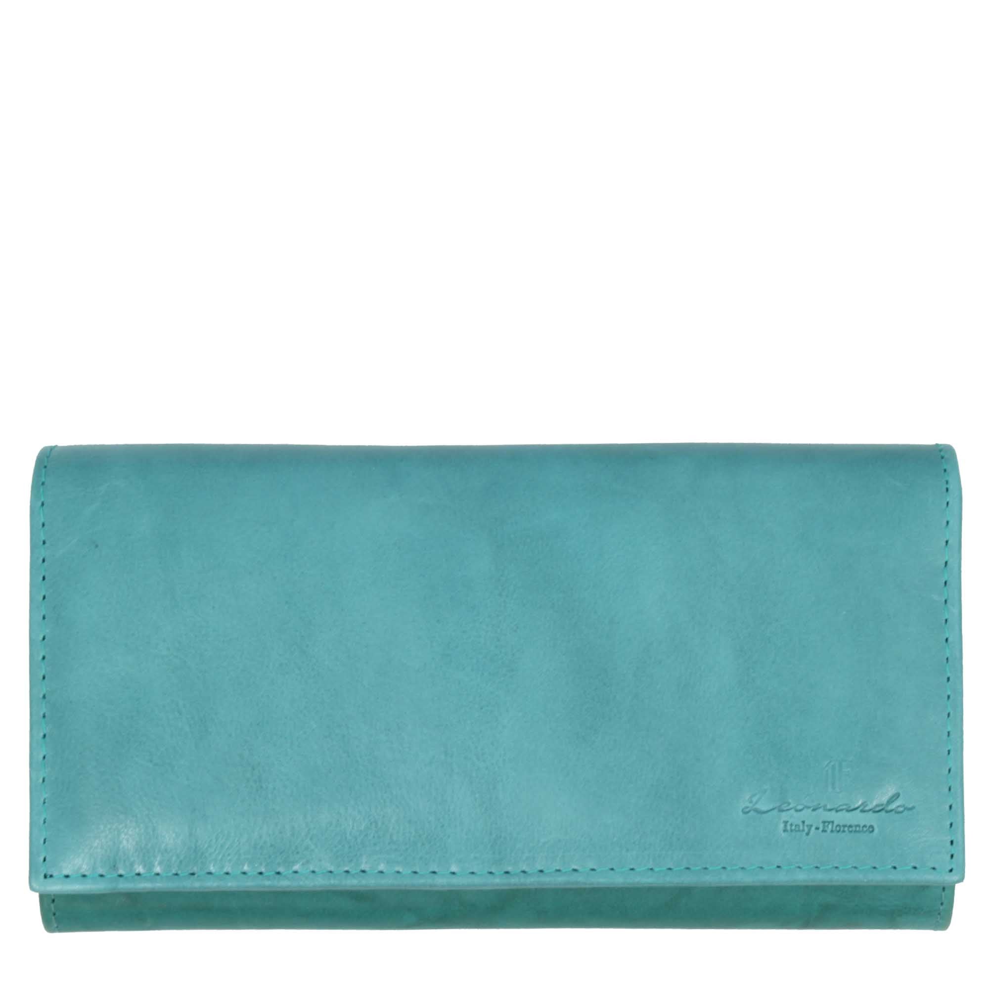 Leonardo Shoes Portafoglio Donna Verde Pelle Nappa Carte
