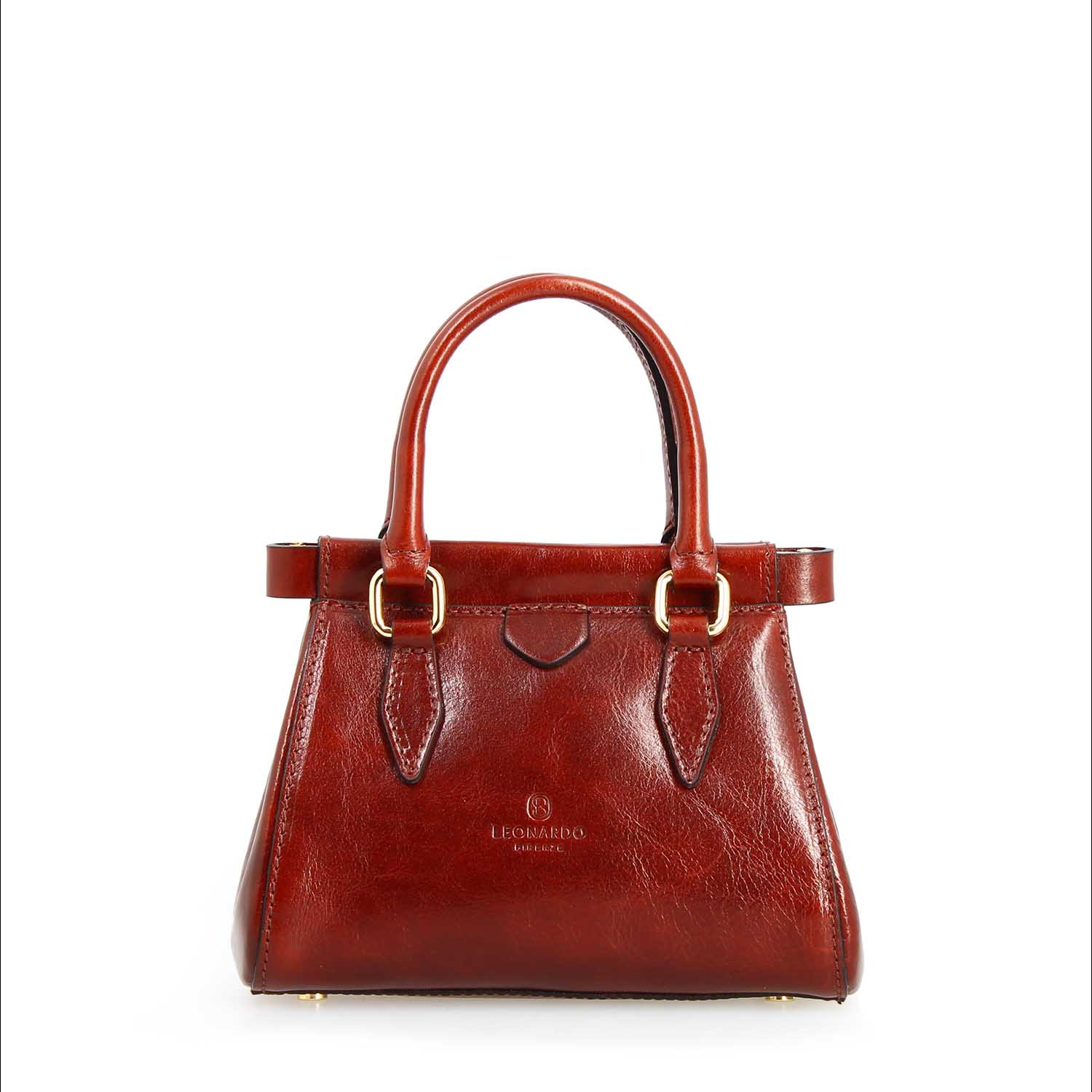 Leonardo Shoes Fiorenza borsetta mano pelle marrone tracolla