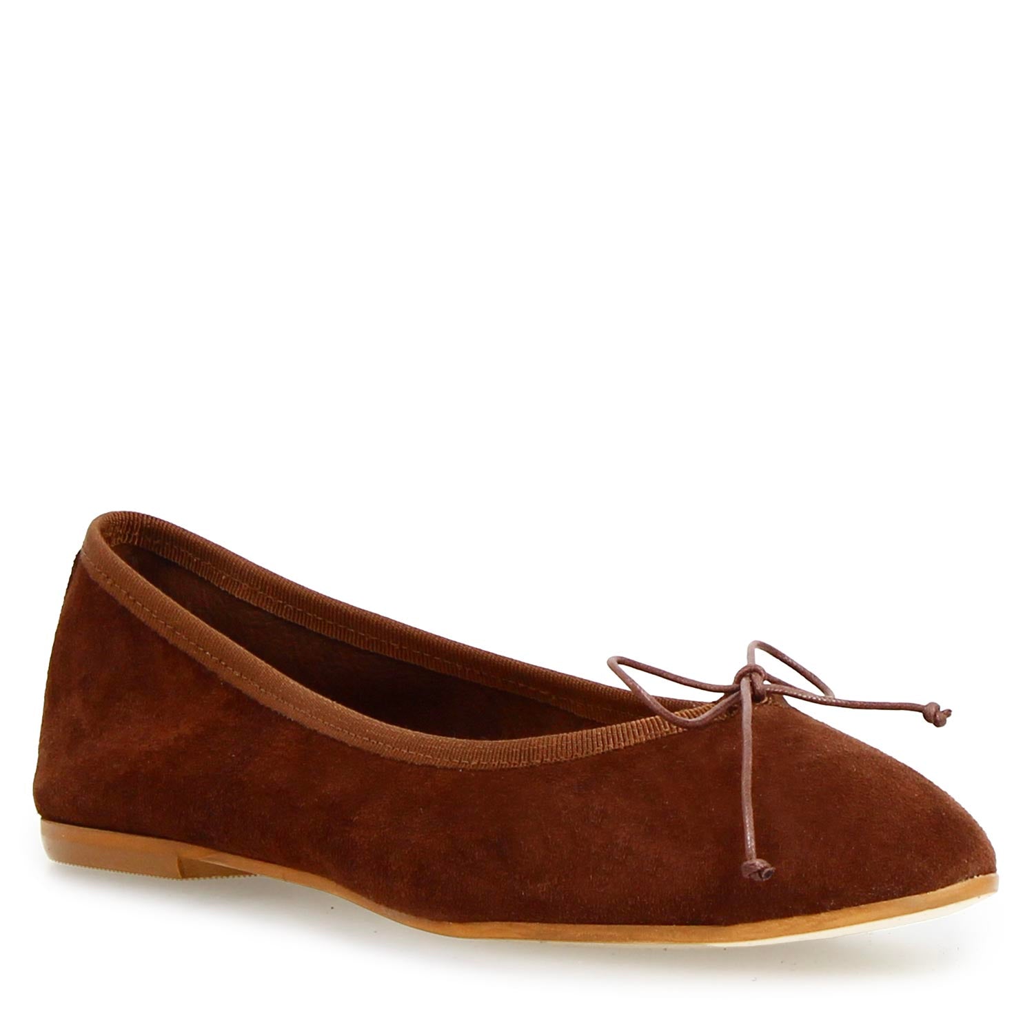 Leonardo Shoes Fiocco Ballerine Camoscio Marrone