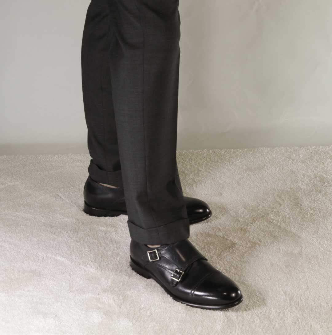 Leonardo Shoes Doppia Fibbia Francesine Uomo pelle blu
