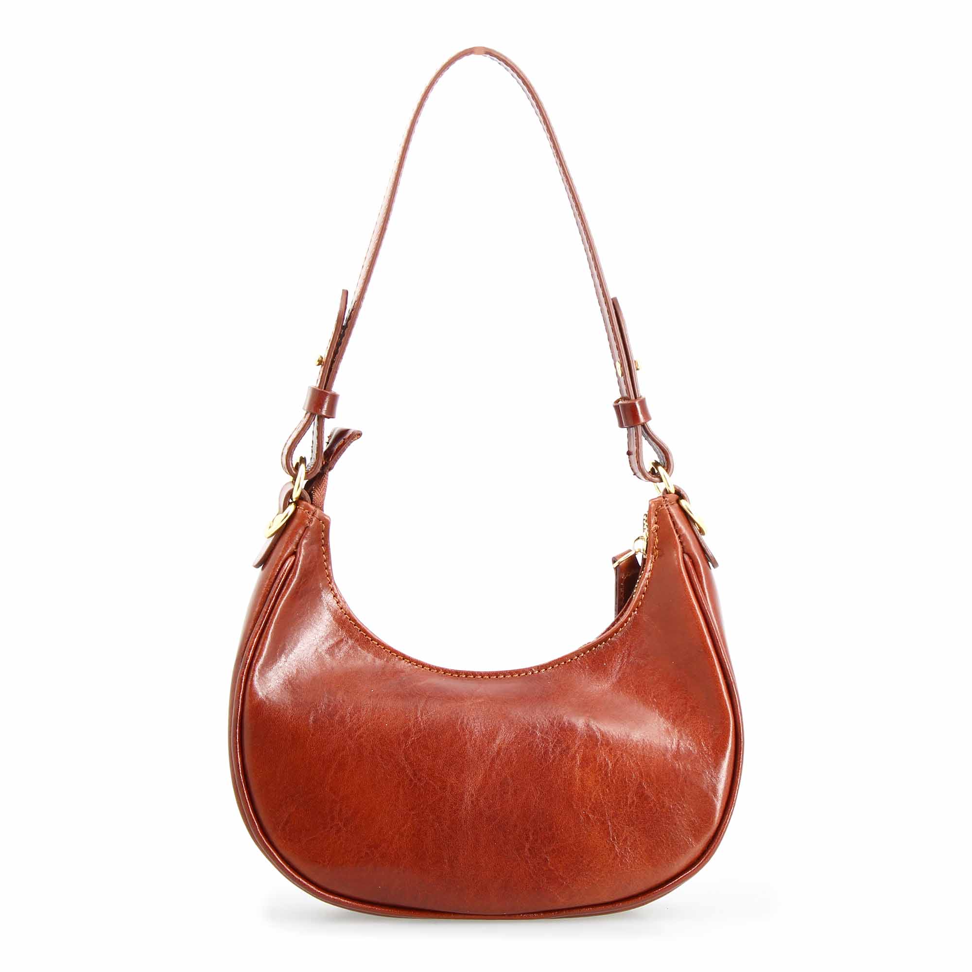 Leonardo Shoes Jane borsa spalla pelle marrone doppia chiusura