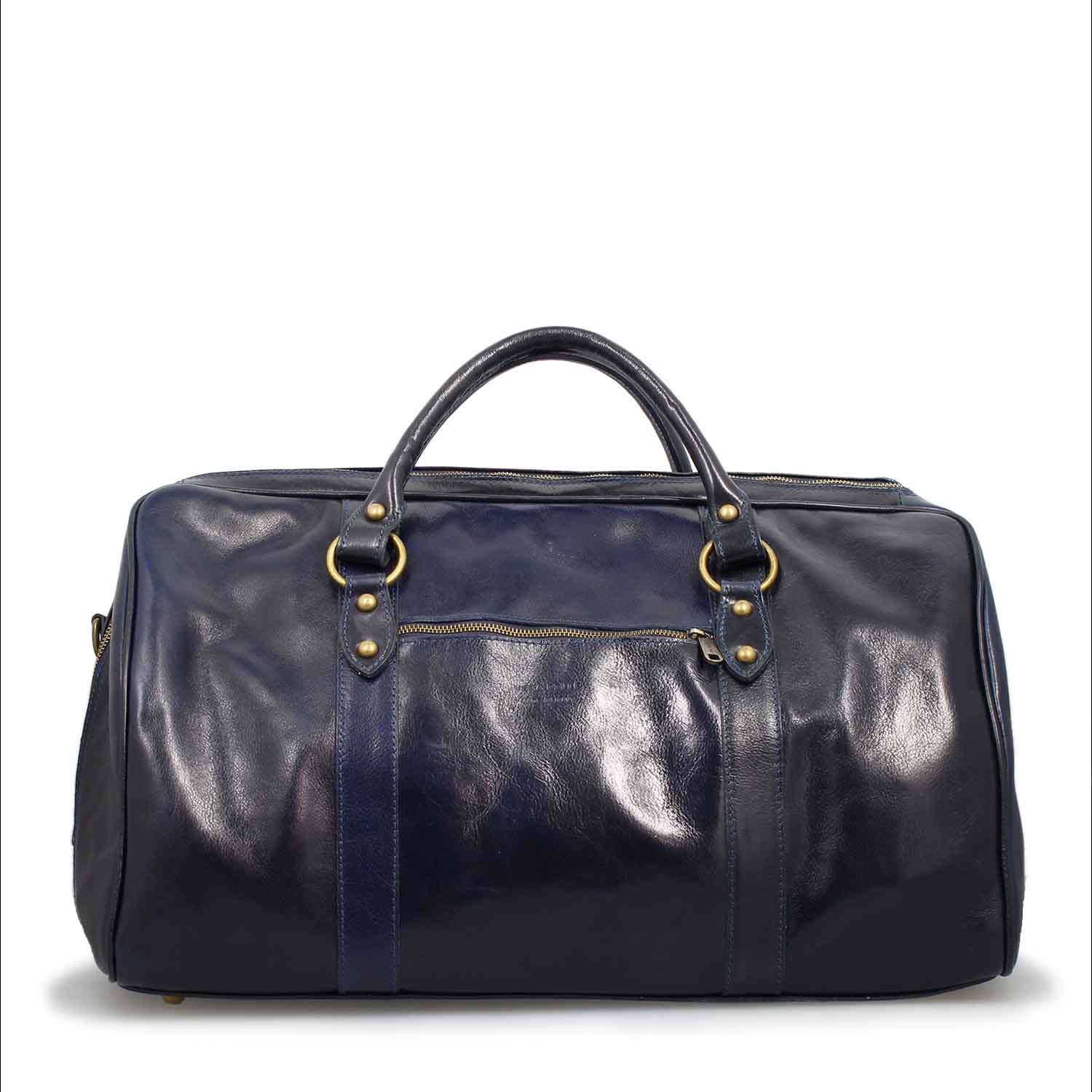 Leonardo Shoes Marco borsone viaggio uomo blu pelle tracolla