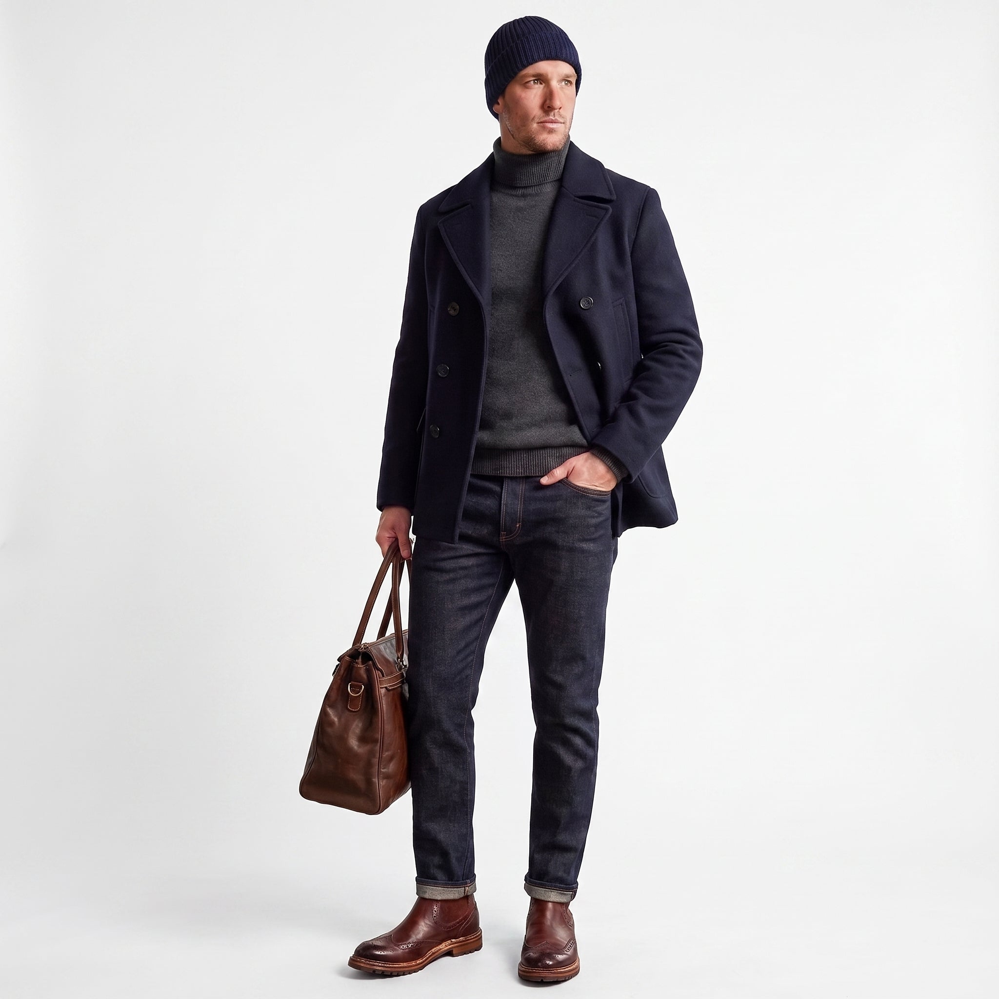 Leonardo Shoes Basilio Stivaletto Chelsea Brogue Pelle Marrone