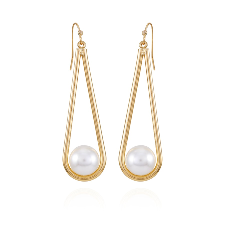 Vince Camuto Orecchini Pendenti Perle Dorate Donna