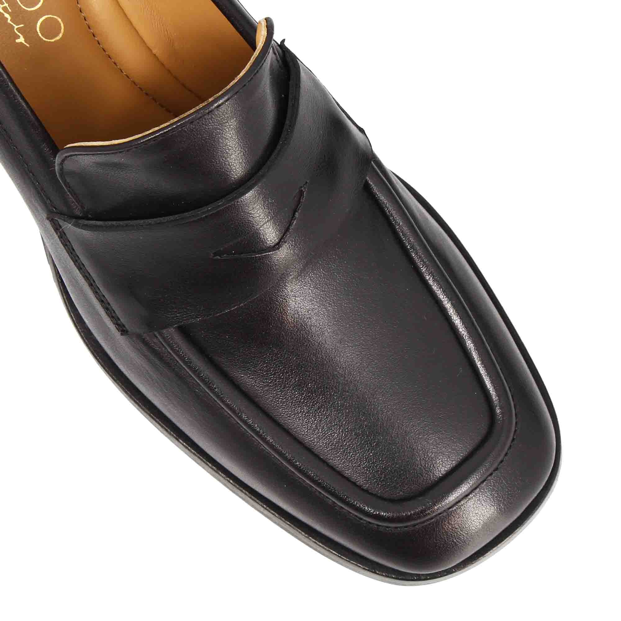 Leonardo Shoes Mocassini Donna Ottavia tacco alto pelle nero