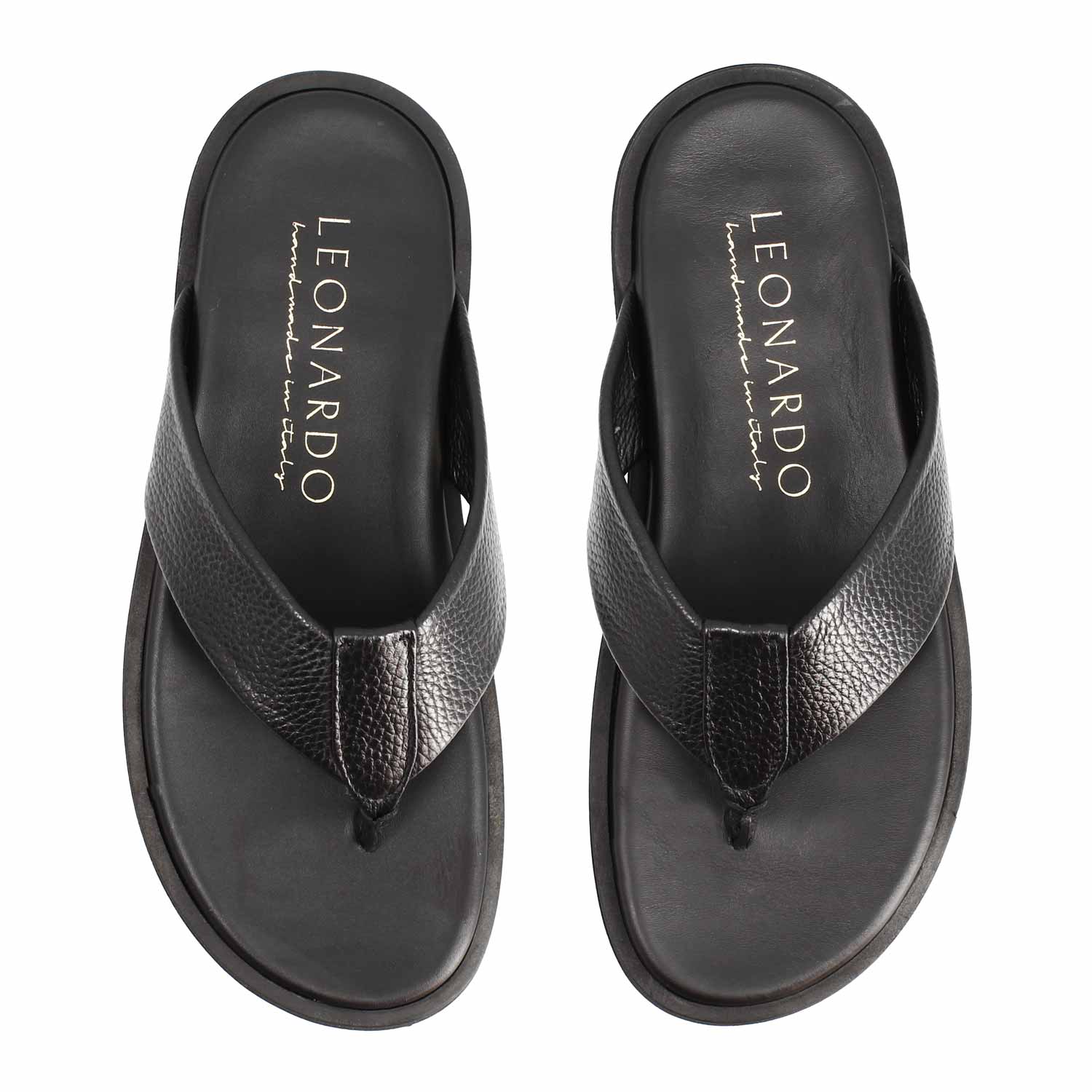 Leonardo Shoes Nerone Sandali Uomo Pelle Nero