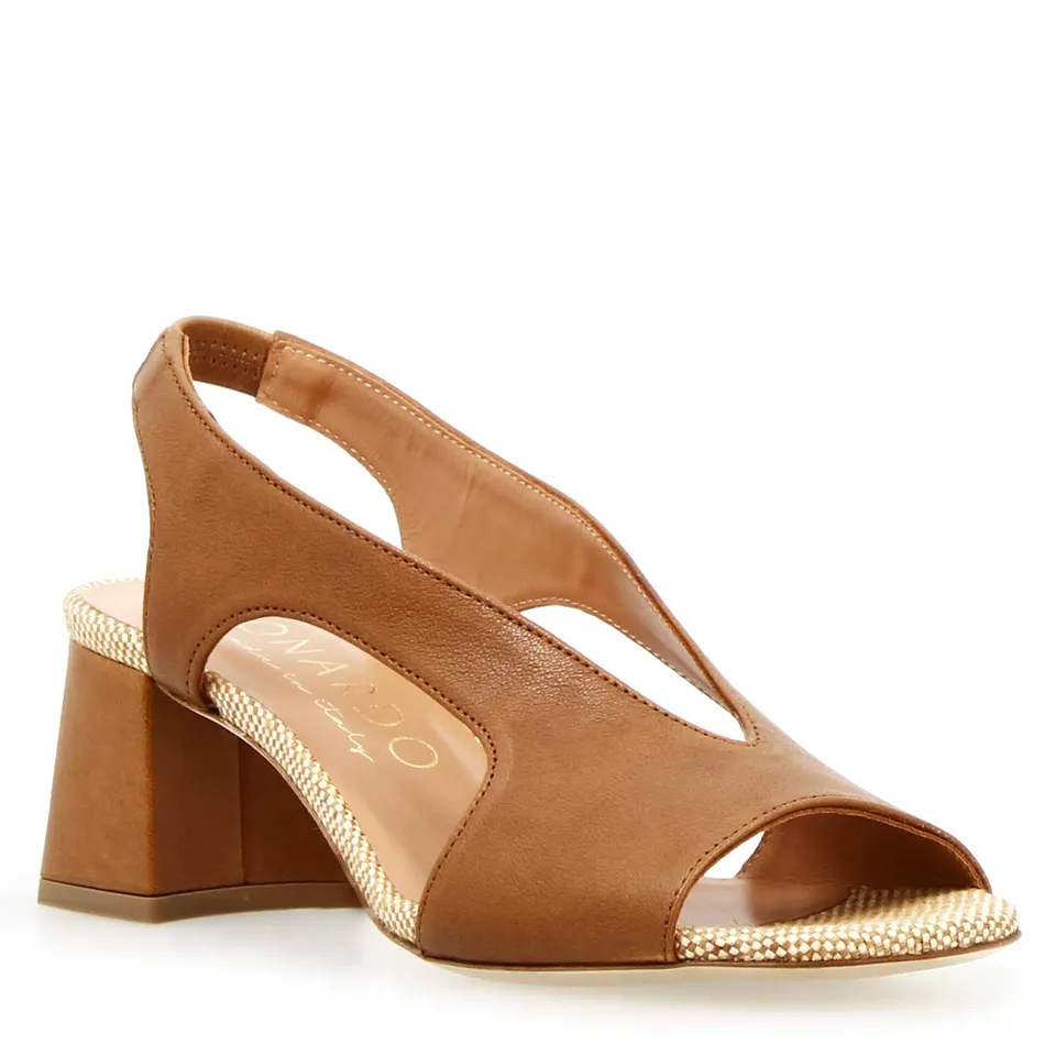 Leonardo Shoes Flavia sandalo donna pelle marrone tacco 7 cm