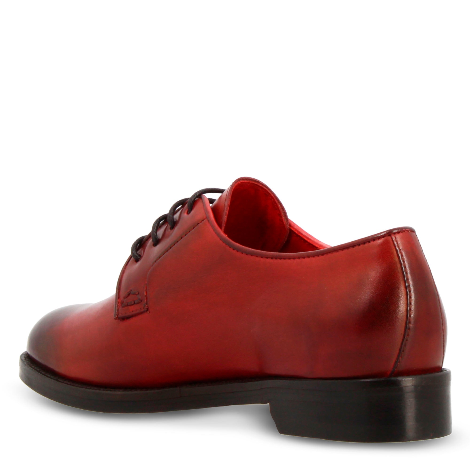 Leonardo Shoes Derby Donna Bordeaux Pelle Liscia