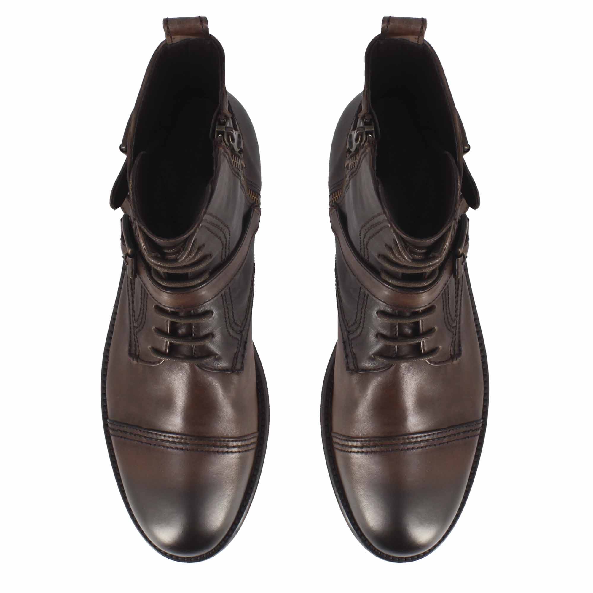 Leonardo Shoes anfibio uomo pelle marrone scuro suola gomma