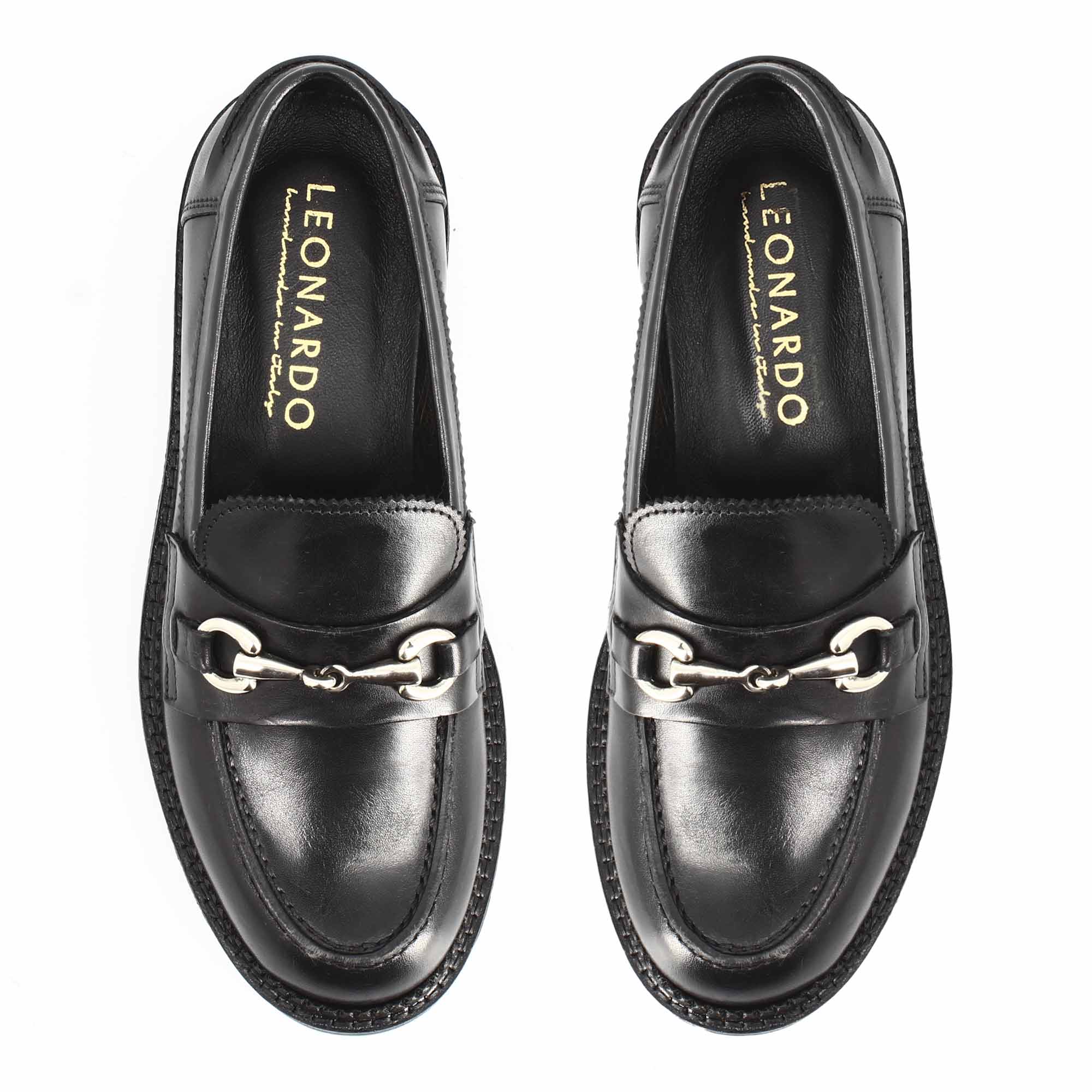 Leonardo Shoes Domitilla23 Mocassini Donna Pelle Nero