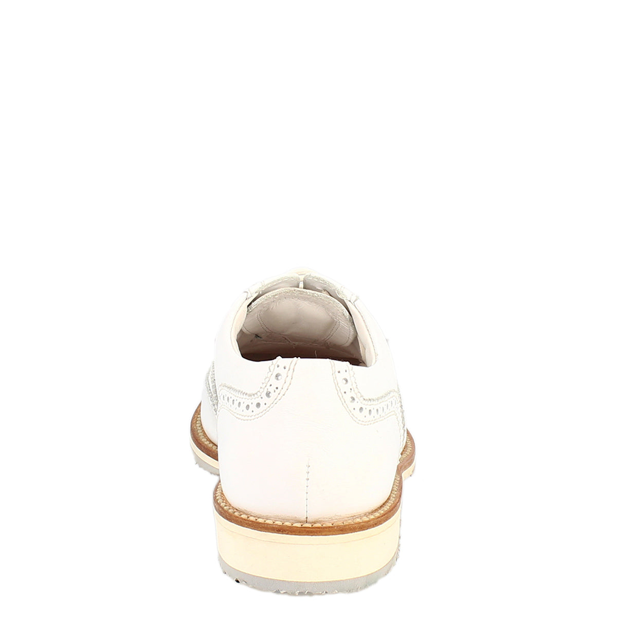 Leonardo Golf brogues scarpe pelle bianca traforata